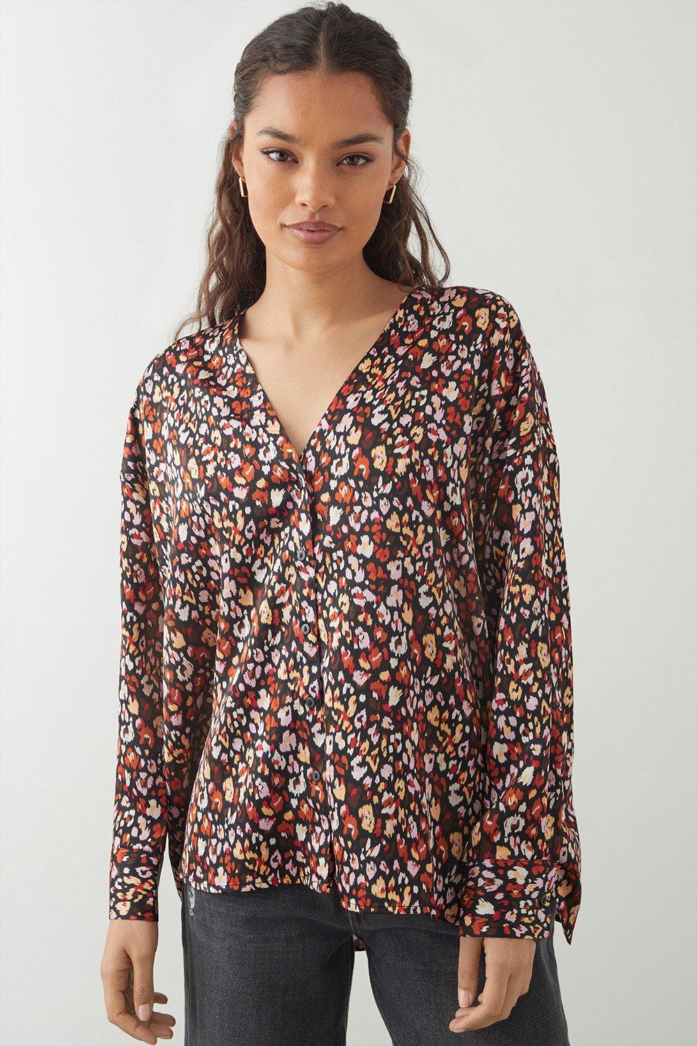 Shirts | Petite Animal Collarless Shirt | Dorothy Perkins