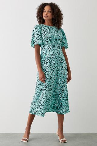 Zara Size S UK 8 10 Black & Ecru Geometric Print Karen Tiered Midi