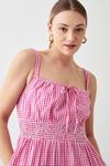 Dorothy Perkins Tall Pink Gingham Shirred Waist Strappy Midi Dress thumbnail 2