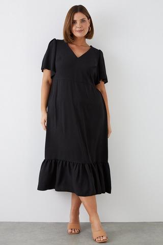 Product Curve Slub Angel Sleeve Midi Dress black