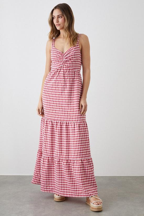 Dorothy Perkins Red Gingham Strappy Tiered Midi Dress 1