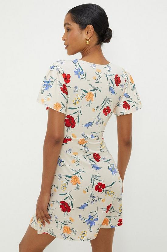 Dorothy Perkins Ivory Floral Flutter Sleeve Wrap Mini Dress 3