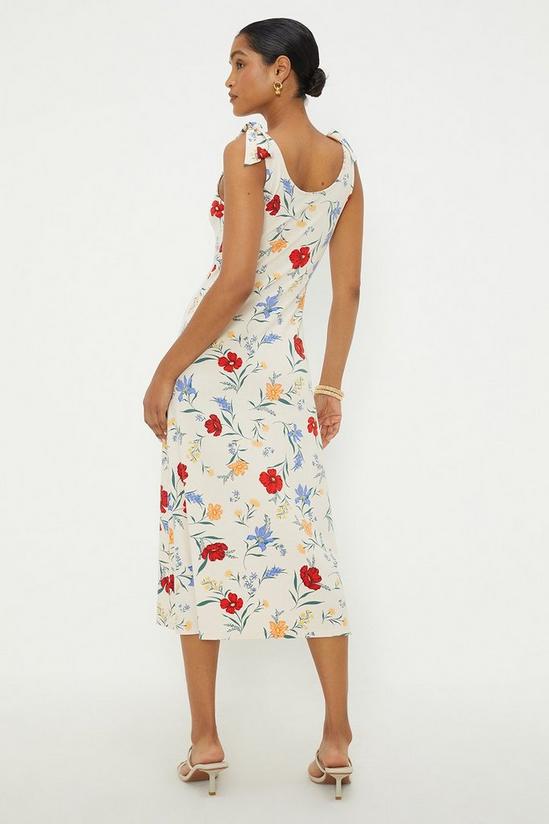 Dorothy Perkins Ivory Floral Tie Shoulder Midi Dress 3