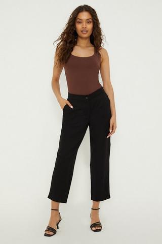 Black Slim Stretch Belted Trousers