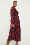 Dorothy Perkins Navy Floral Clipped Chiffon Midi Dress thumbnail 3