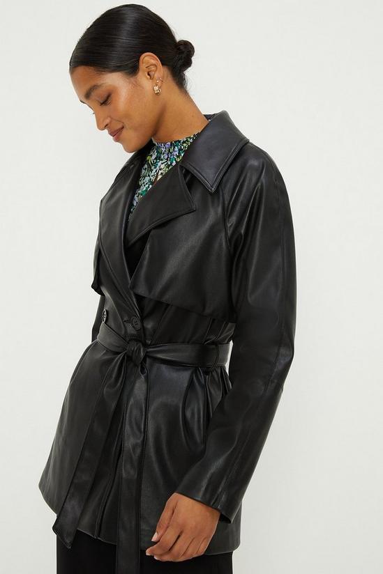 Dorothy Perkins Faux Leather Short Trench Coat 3