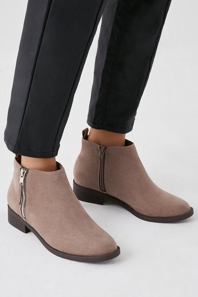 Wide Fit Madrid Zip Up Ankle Boots