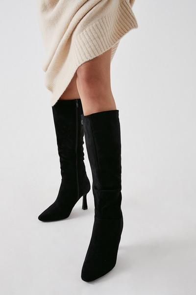 Kristina Knee High Pointed Ruched Boots