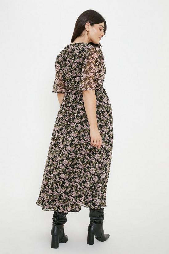 Dorothy Perkins Curve black floral Wrap Midi Dress 3