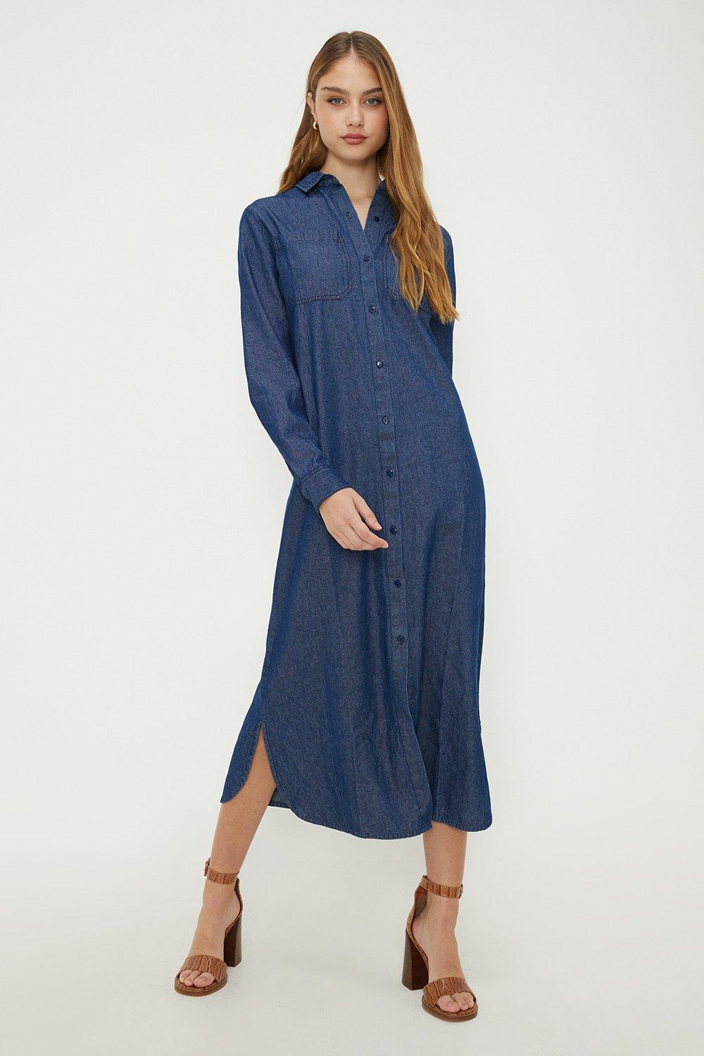 Dresses | Denim Shirt Midi Dress | Dorothy Perkins