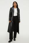 Dorothy Perkins Faux Leather Longline Fitted Coat thumbnail 1