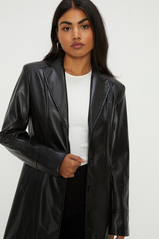 Dorothy Perkins Faux Leather Longline Fitted Coat 2