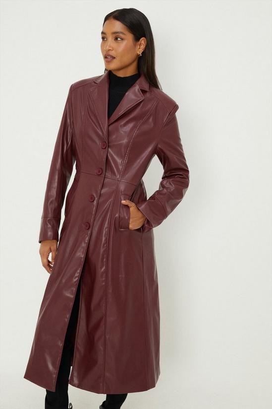 Dorothy Perkins Faux Leather Longline Fitted Coat 1