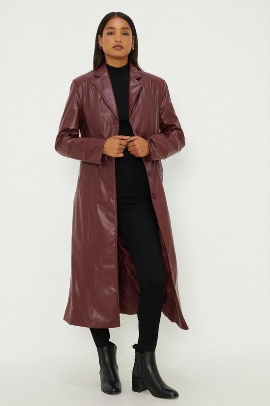 Dorothy Perkins Faux Leather Longline Fitted Coat 2