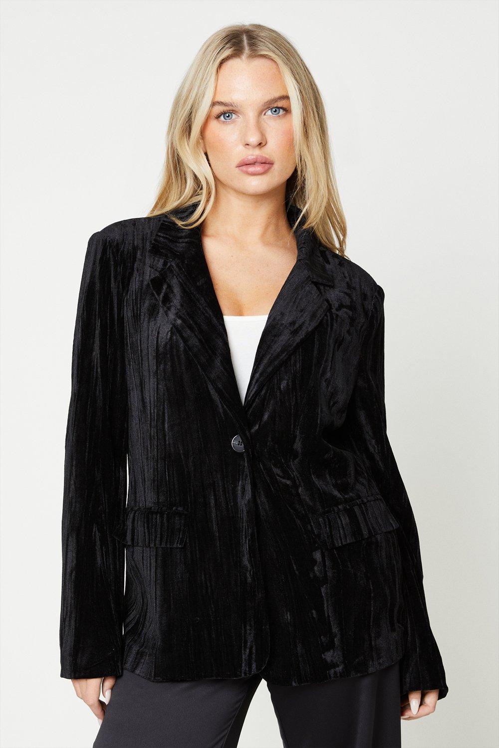 Suits | Petite Crinkle Velvet Blazer | Dorothy Perkins