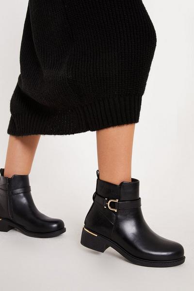 Wide Fit Millie Buckle Ankle Boots