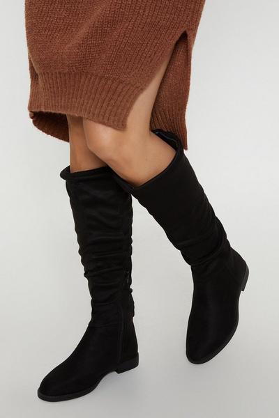 Wide Fit Karina Flat Ruched Boots