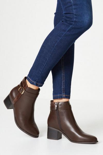 Good For The Sole: Moira Material Mix Block Heel Ankle Boots