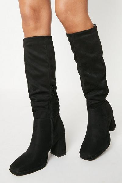 Wide Fit Kerri Ruched Knee High Boots