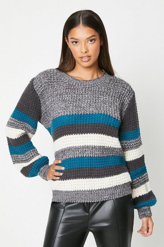 Dorothy Perkins Long Sleeve Multi Stripe Knitted Jumper 1