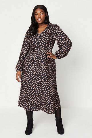 Polka Dots Dress, Cotton Clothing for Women, Plus Size Dress, A