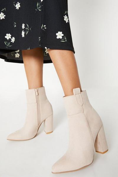 Amma High Block Heel Pointed Ankle Boots