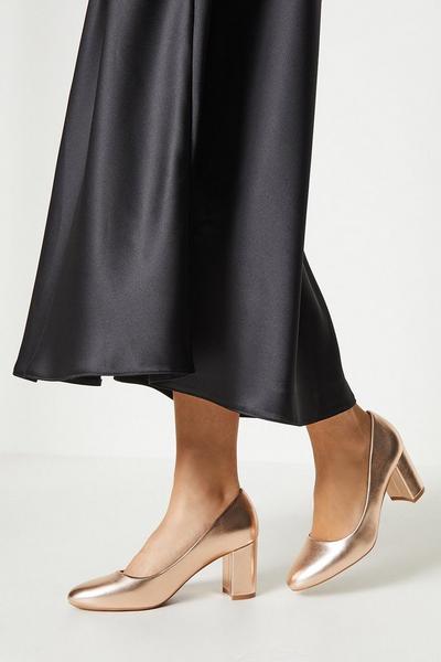 Good For The Sole: Collene Almond Toe Block Heel Court Shoes