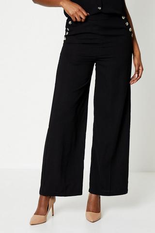 Product Button Pocket Straight Leg Trousers black