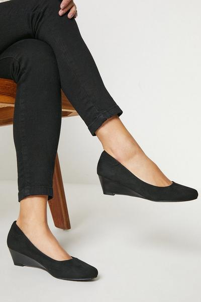 Good For The Sole: Cerys Comfort Low Wedge Heel Court Shoes