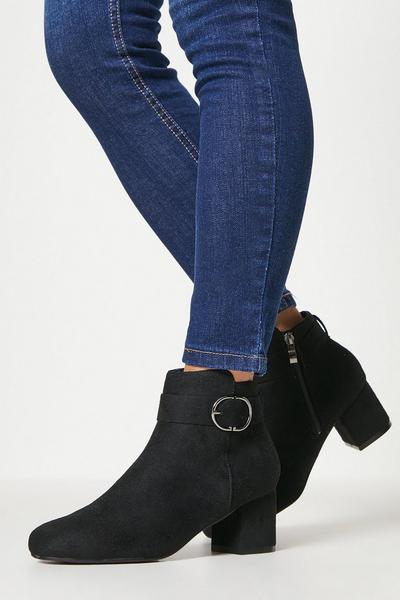 Good For The Sole: Wide Fit Mariya Buckle Detail Ankle Boots