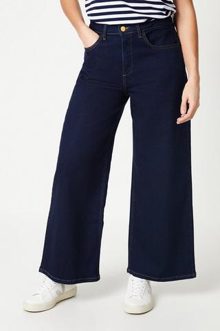 Product Petite Wide Leg Denim Jeans dark indigo