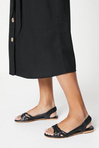 Product Wide Fit Leather Jocelyn Plaited Flat Sandals black