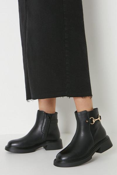 Maya Snaffle Detail Chunky Ankle Boots