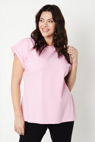 Product Curve Cotton Roll Sleeve T-shirt blush