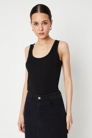 Product Tall Cotton Scoop Neck Vest black