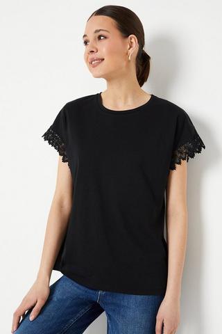 Product Lace Trim Detail T-shirt black