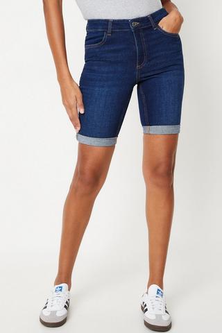 Product Stretch Denim Knee Shorts indigo