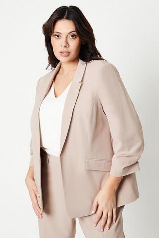 Product Curve Ruched Sleeve Blazer stone