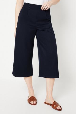 Product Button Front Culotte Trouser navy