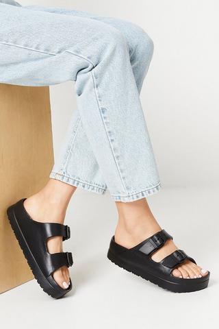 Product Fabienne Buckle Strap Footbed Slider Sandals black