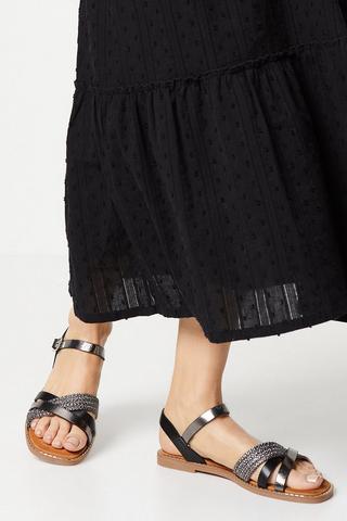 Product Good For The Sole: Melania Comfort Mixed Material Flat Sandals black