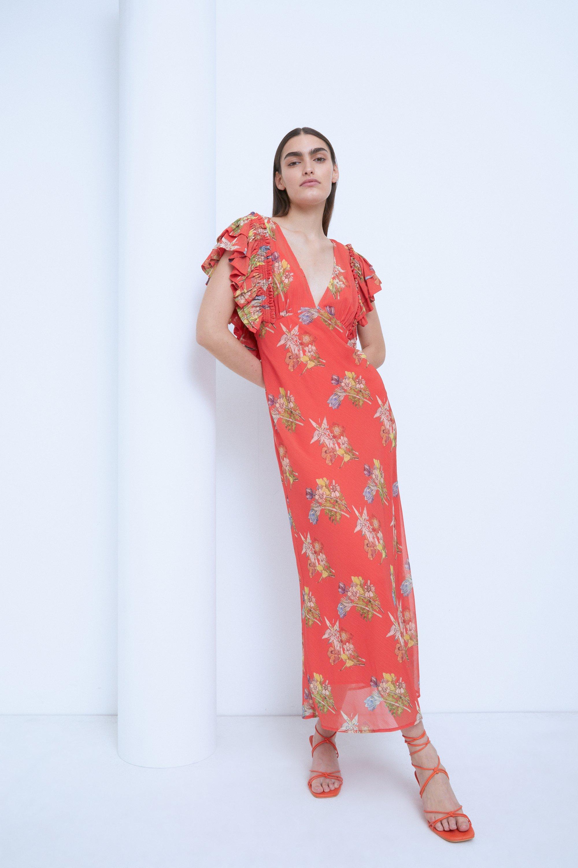 WH x The British Museum: The Charles Rennie Mackintosh Collection Ruffle Maxi Dress In Floral