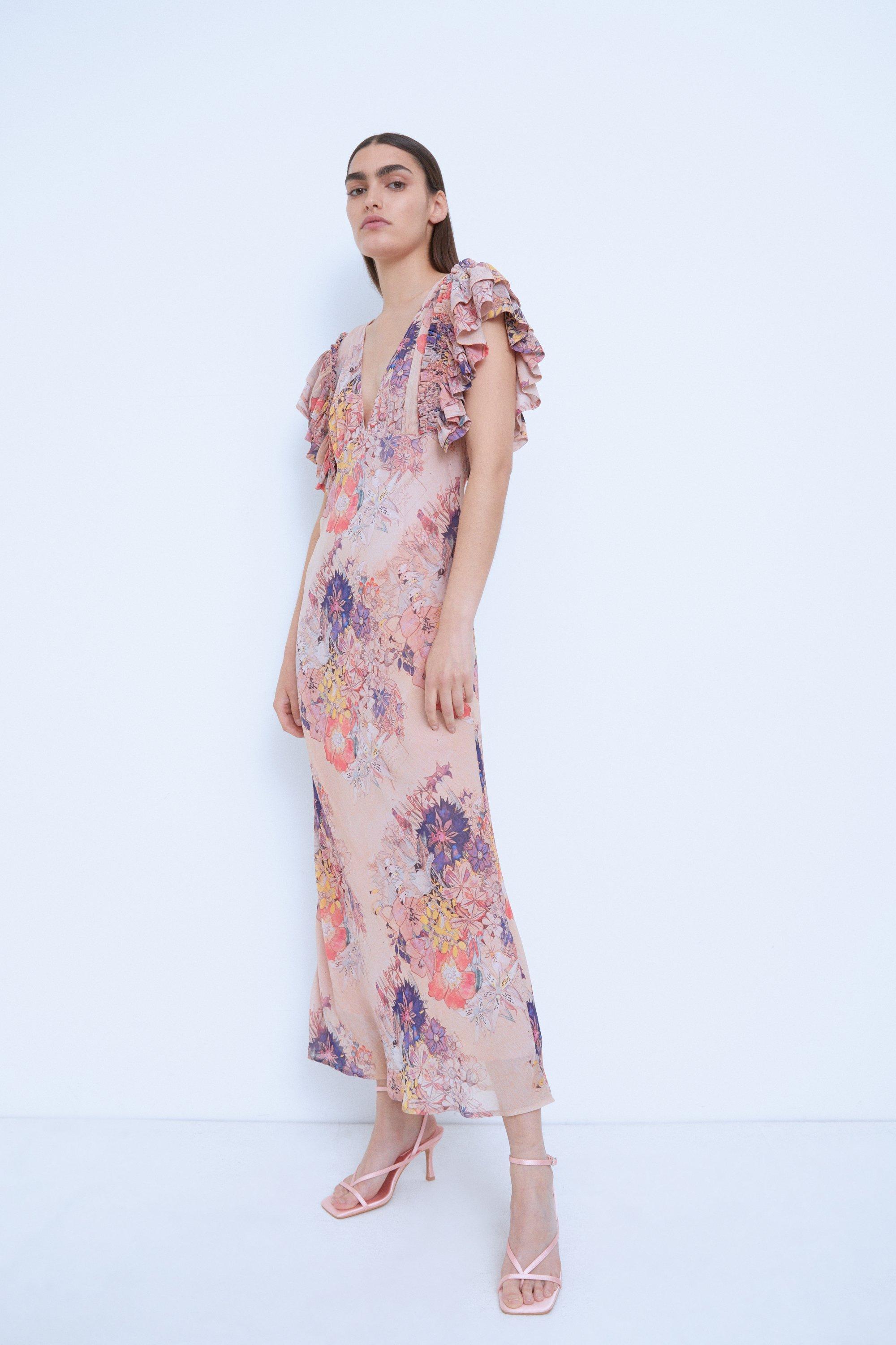 WH x The British Museum: The Charles Rennie Mackintosh Collection Ruffle Maxi Dress In Floral