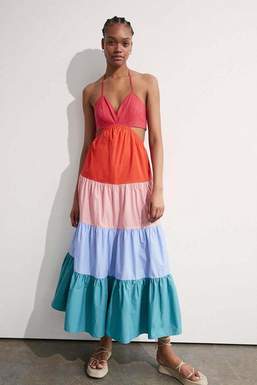 Rainbow Strappy Maxi Dress
