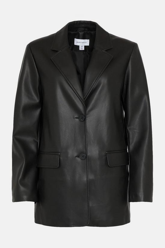 Jackets & Coats | Single Breasted Modern Faux Leather Blazer | Warehouse