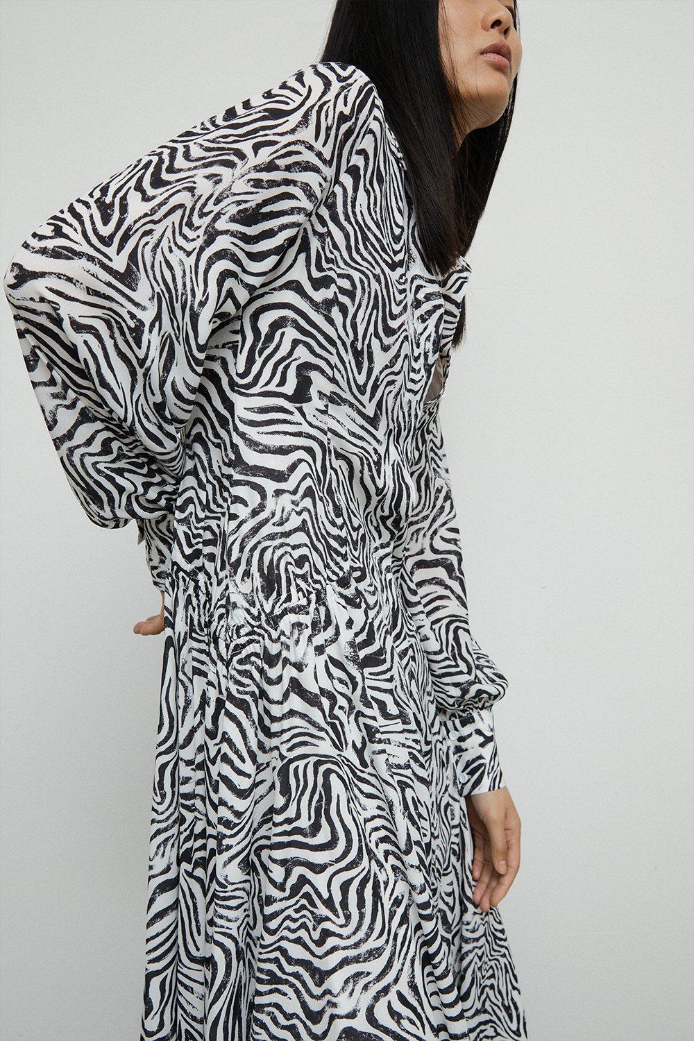 Animal Print Midi Shirt Dress