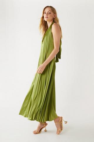 Green Glitter Long Sleeve High Neck Backless Maxi Dress