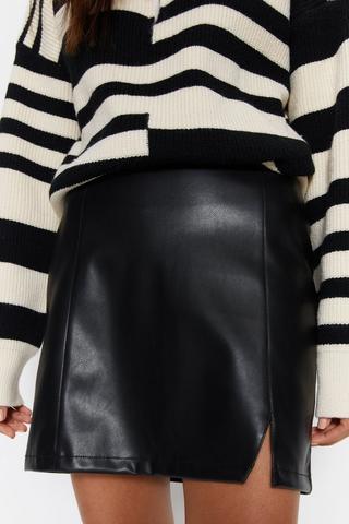 Shirley PU Leather Mini Skirt Black