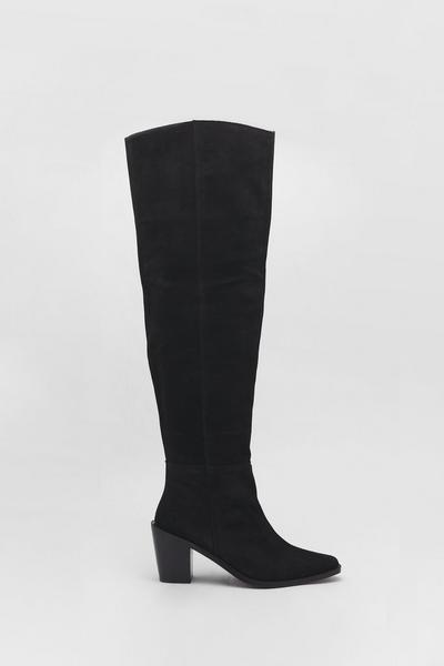 Real Suede Slouchy Knee High Boots