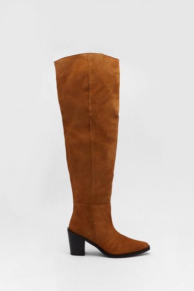 Real Suede Slouchy Knee High Boots